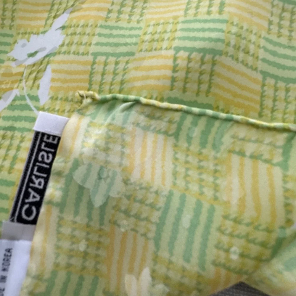 Carlisle Silk Scarf Yellow/Green Plaid White Flowers‎ 20